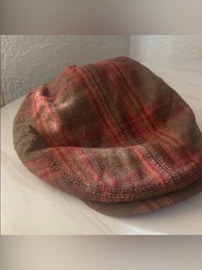 Diesel Rustic Plaid Hat in Brown and Red
